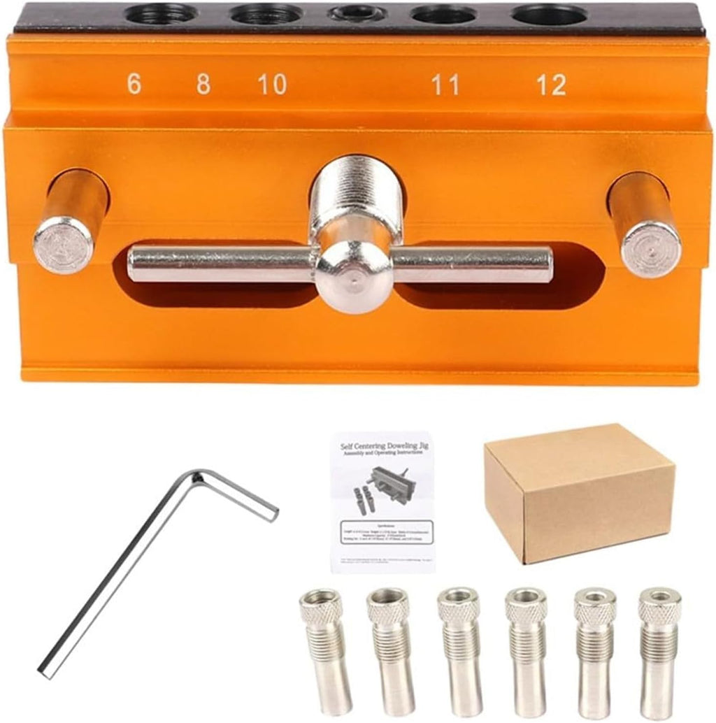 Centering Doweling Jig Kits Drill Jig for Straight Holes Biscuit Joiner Set with 6 Drill Guide Bushings Adjustable