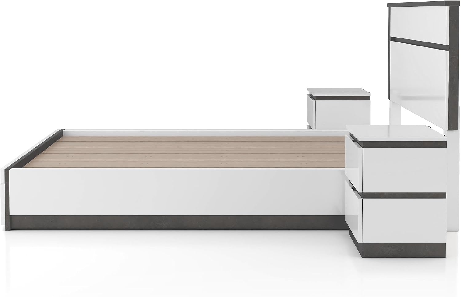 Furniture of America FOA Misti 3-Piece White Wood Storage Bedroom Set - Cal King + 2 Nightstands
