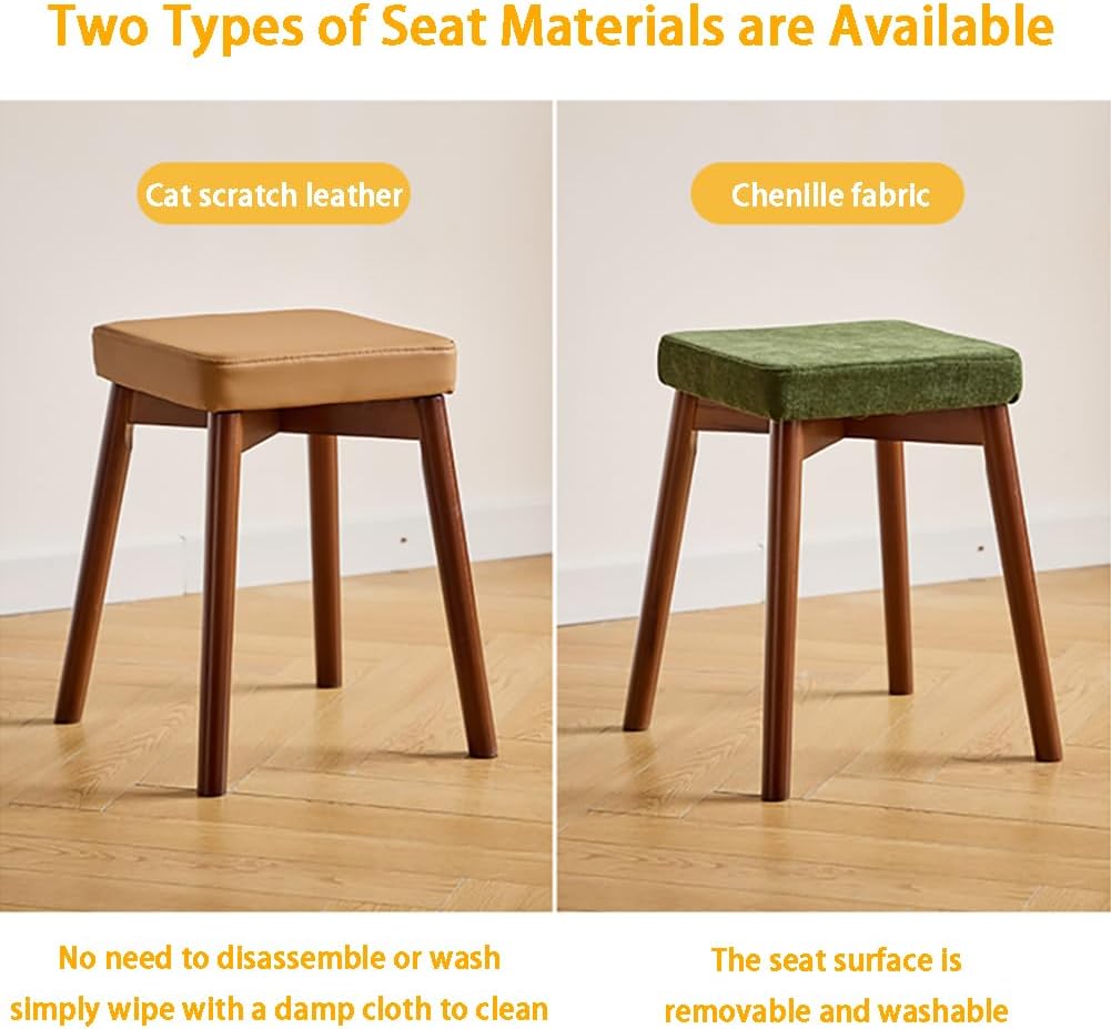 Upholstered Vanity Bench Set - Solid Wood Stool with Soft Cushion Seat for Living Room, Dining Room, Entryway, Bedroom, Home Decor