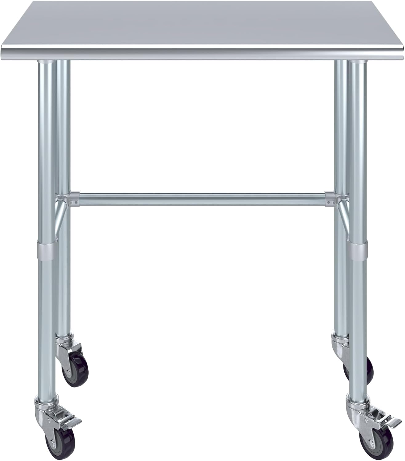 AmGood Stainless Steel Work Table Open Base & Wheels | Work Station | Metal Work Bench (Stainless Steel Work Table Open Base + Casters, 36' Long x 18' Deep)
