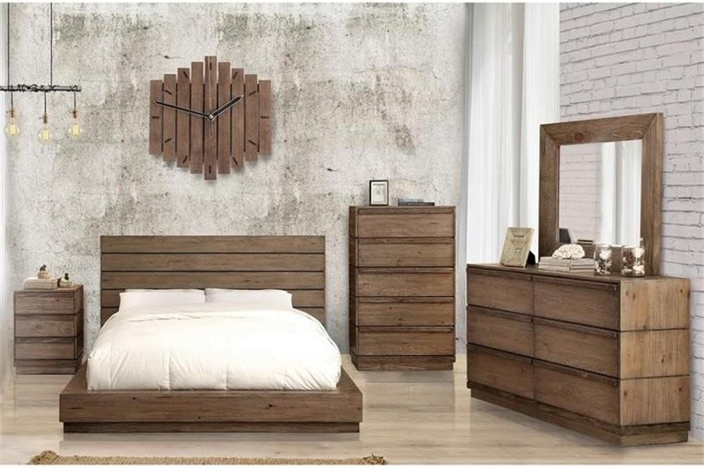 Furniture of America FOA Benjy 2-Piece Rustic Natural Tone Wood Bedroom Set - King + Nightstand