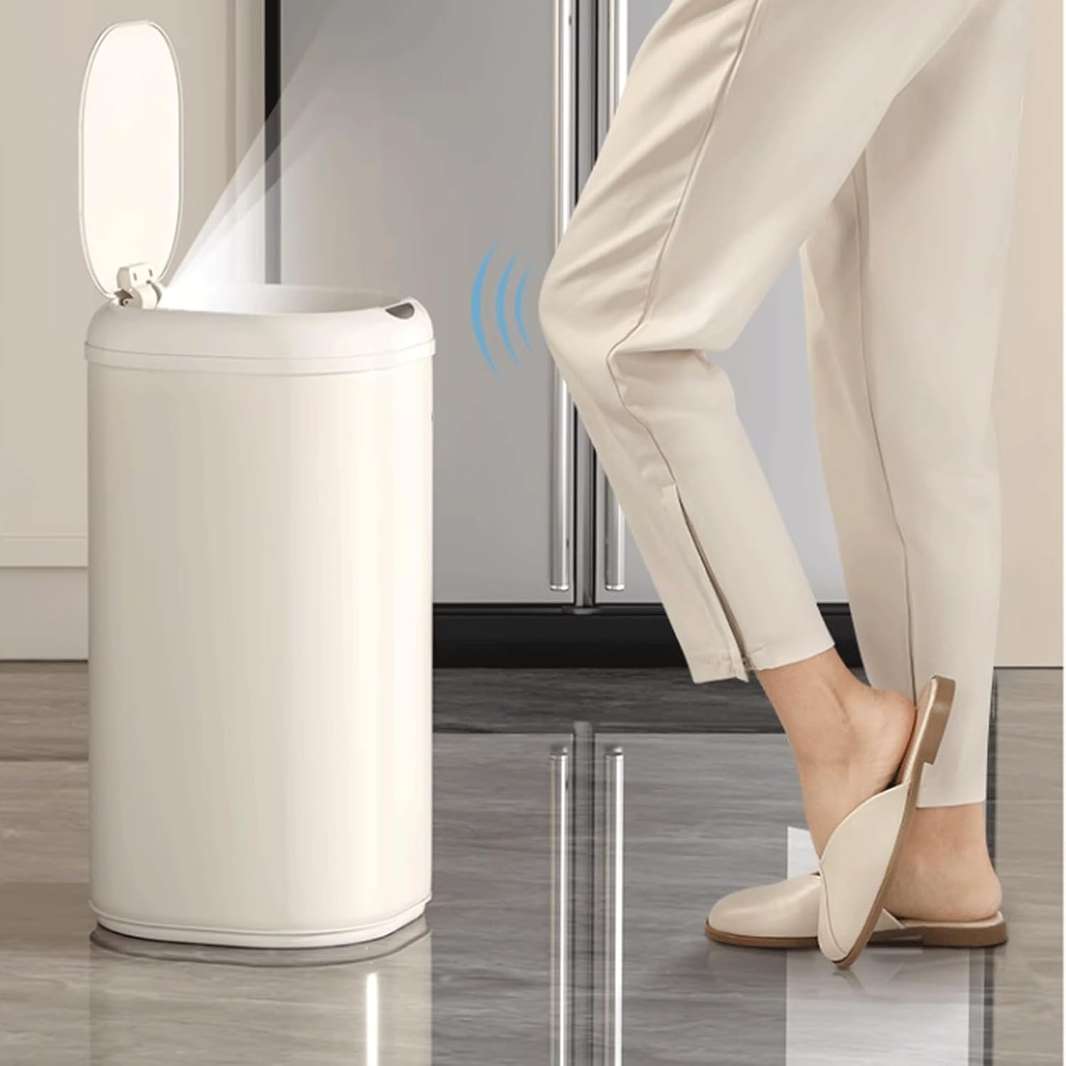 Smart Sensor Trash Can for Home with High Value Design Ideal for Kitchen Living Room and Bathroom Touchless Garbage Bin (White)