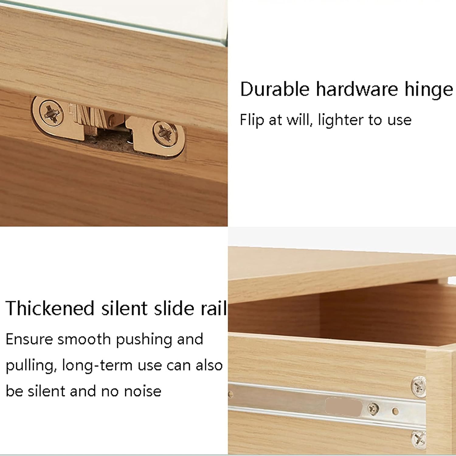 TOMYEUS Dressing Table Wood Dressing Table, Desktop Flip Mirror Dressing Table, Multi-Function Computer Desk, for Bedroom Home Vanity Benches/Makeup Vanity Desk