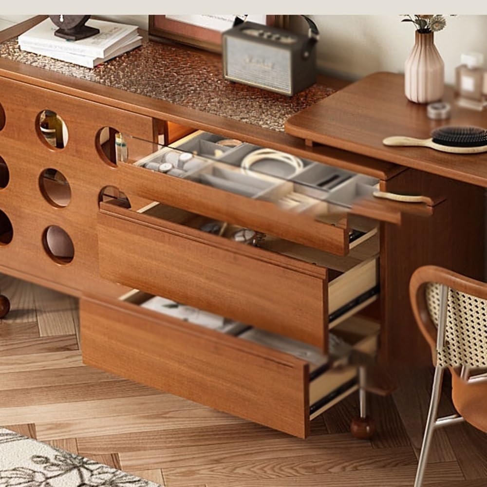 Vanity Desk Chic Vintage French Style Expandable Makeup Vanity Perfect for Bedroom Corner Storage