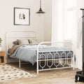 White Steel Twin Bed Frame Rectangular Modern Design Sturdy Metal Bed Frame for Bedroom or Guest Room Adult Use