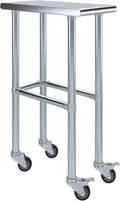 AmGood Stainless Steel Work Table Open Base & Wheels | Work Station | Metal Work Bench (Stainless Steel Work Table Open Base + Casters, 12' Long x 24' Deep)