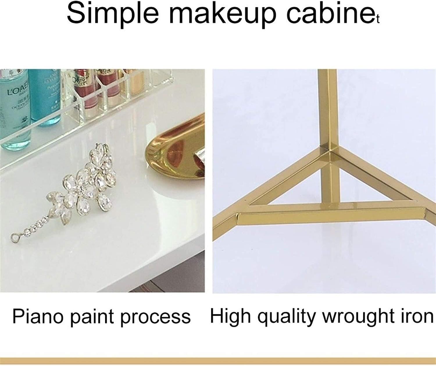 Luxury Dressing Vanity Table w/Stool for Bedroom, Dressing Table Corner Saves Space Corner Dressing Table Set with Mirror(70x70x75cm)