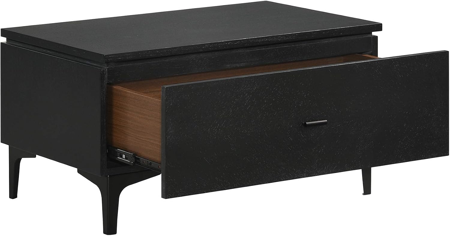 Armen Living Legend 3 Piece Fabric King Platform Bed and Nightstands