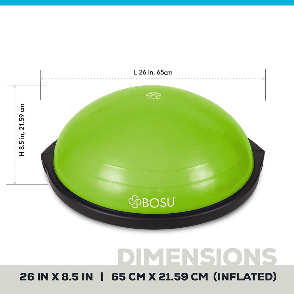 Bosu Balance Ball Exercise Trainer, Home Gym Equipment w/Guided Workouts & Pump, 26' Inflatable Fitness Platform for Strength Training, Standing, Balancing, and Core Workout