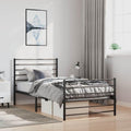 Twin Metal Bed Frame with Headboard, Black Powder-Coated Steel Rectangular Design for Adults, Durable and Sleek, Includes Underbed Storage Space, Sturdy Construction