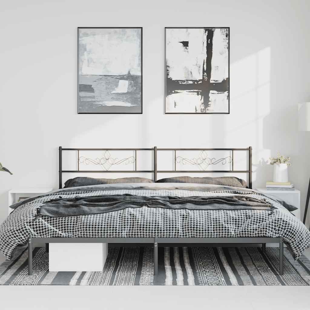 Queen Platform Bed Frame 76 x 80 Inch Black Powder-Coated Steel Modern Metal Bed Frame with Headboard Low Profile Design Sturdy Support for Bedroom