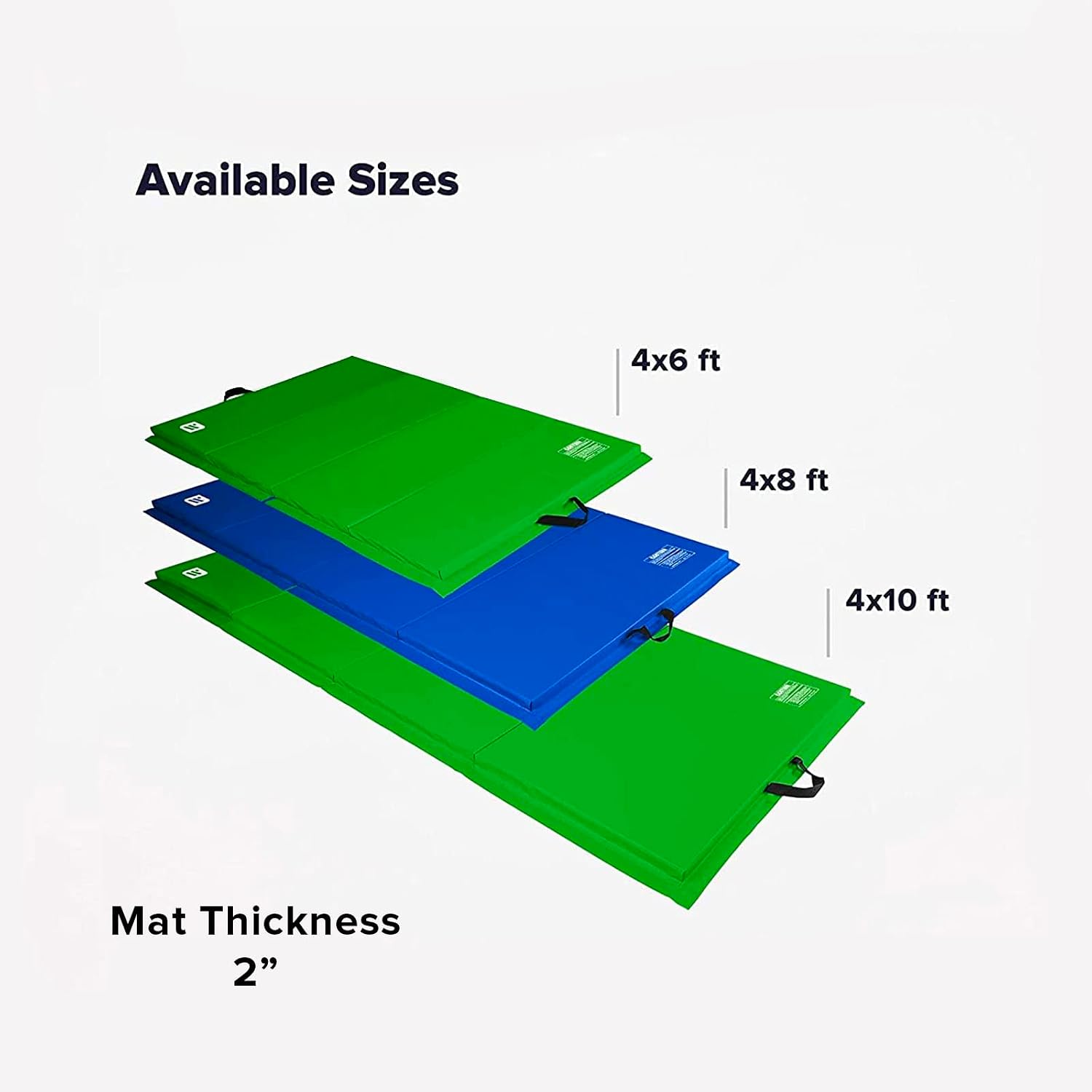 We Sell Mats - 4 ft x 8 ft x 2 in Premium Personal Fitness & Exercise Mat for Home Workout - Lightweight and Folds for Carrying – All Purpose Home Gym Mat – Thick Mat for Yoga, Pilates, Stretches