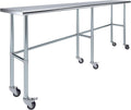AmGood Stainless Steel Work Table Open Base & Wheels | Work Station | Metal Work Bench (Stainless Steel Work Table Open Base + Casters, 96' Long x 18' Deep)