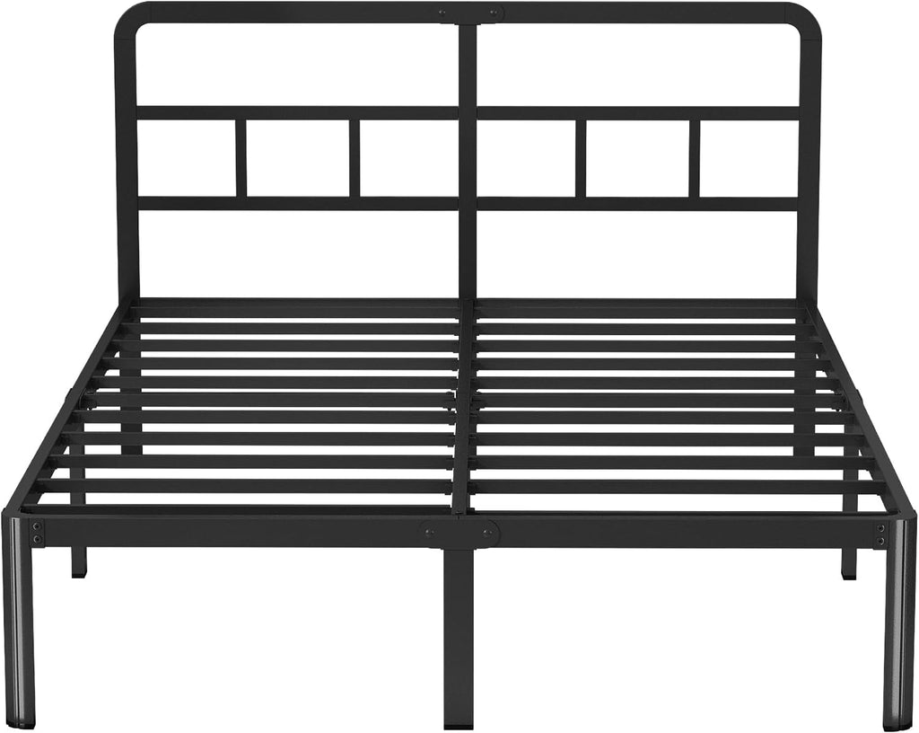 Yicensen 14 Inch Queen Bed Frame with Headboard, Heavy Duty Metal Queen Size Platform Bed Frame No Box Spring Needed with Rounded Corner Legs, Noise Free, Easy Assembly, Black