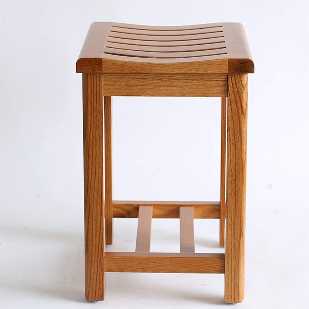 BTZHY Vanity Chair,Solid Wood Waterproof Bathroom Stool Anti-Slip Wood Bench Make-up Stool Old Children's Bathroom Stool