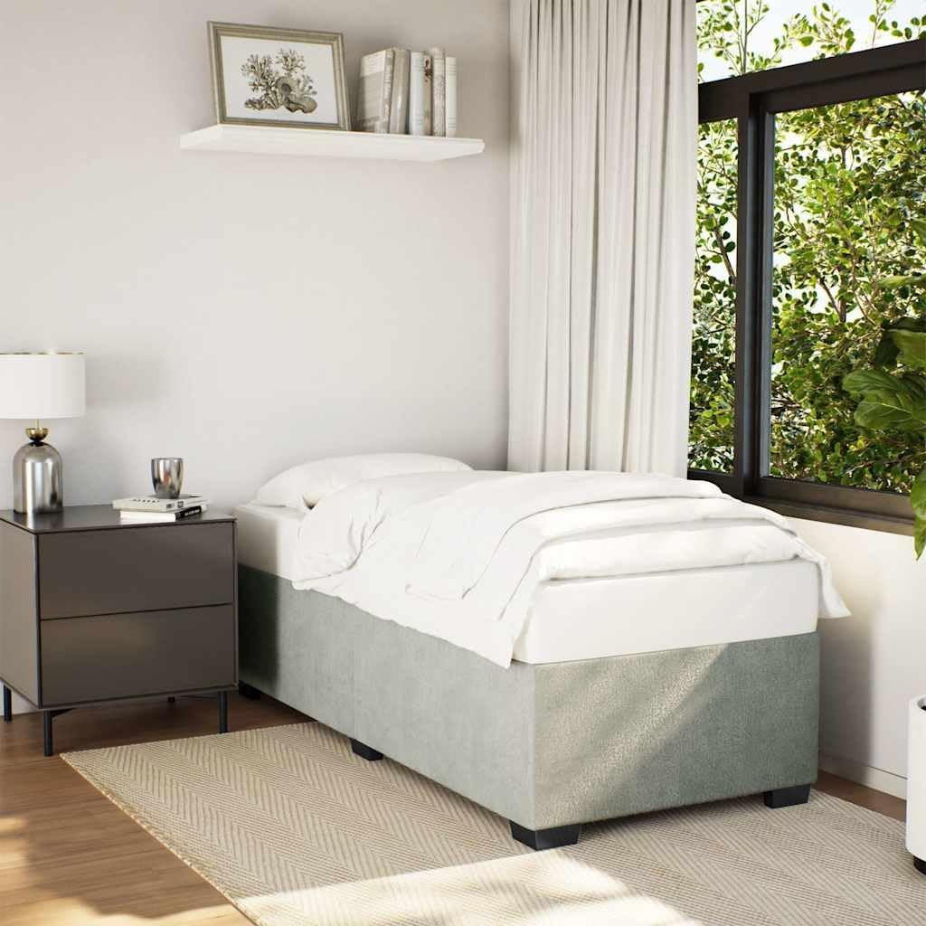 Light Grey Twin XL Velvet Bed Frame with Slatted Base, Modern Upholstered Platform Bed Frame for Stylish Bedroom, Soft Velvet Fabric with Sturdy Structure and Breathable
