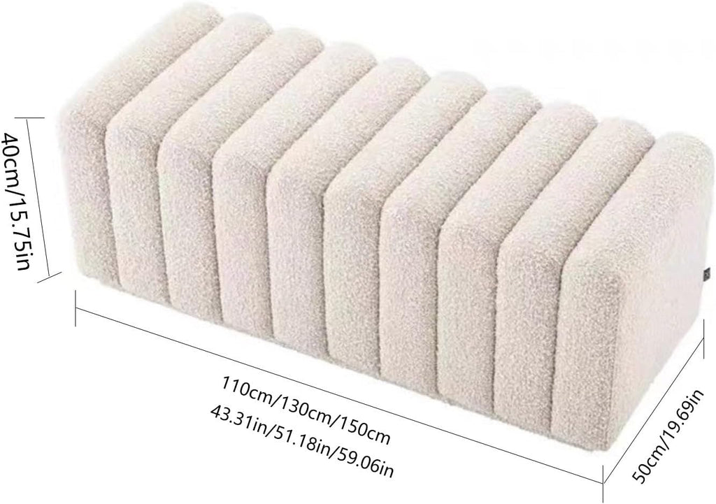 CFGH6FDF Foyer Bedroom Bench, Boucle Fabric for End of Bed and Entryway, Loveseat Ottoman Footstool Vanity Indoor Mudroom(110 * 50 * 40)