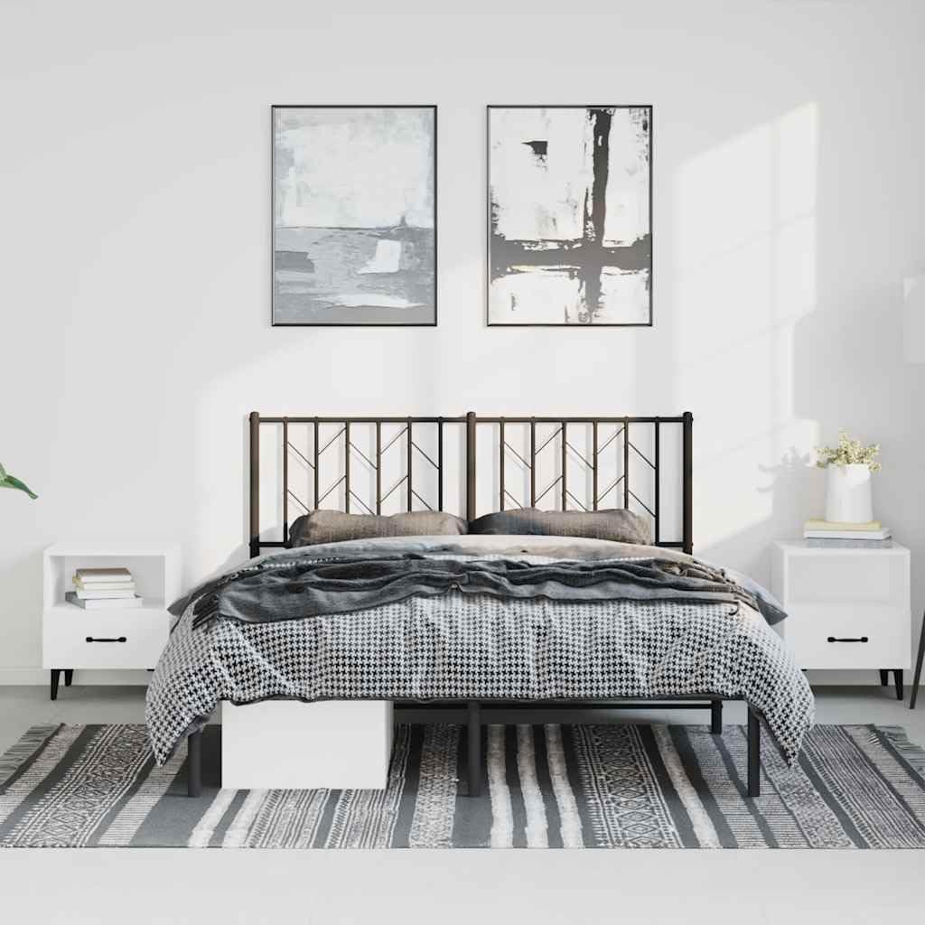 Black Powder-Coated Steel Double Size Bed Frame with Underbed Storage, Modern Design for Sturdy Support and Easy Assembly, Durable Metal Bed Base with Sleek Finish