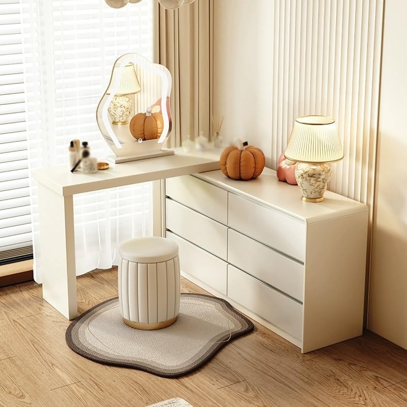 GUERNSEY Dressing Tables Wooden Dressing Table with Cabinet Bedroom Corner Storage Cabinet Dressing Table Desk Vanity for Dressing