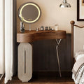 Small Makeup Vanity with LED Mirror, Compact Vanity with 3 Drawers Storage, Simple Wooden Design Corner Makeup Vanity Desk for Small Room, Nightstand Vanity 2 in 1,with Mirror