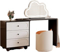 Vanity Desk Table with 3 Color Lighted Cloud-Shaped Smart Makeup Mirror, Corner Dresser Wide Tabletop with Retractable Design, Drawers Chest Installed Left or Right(White,W/CHR,23.6in)
