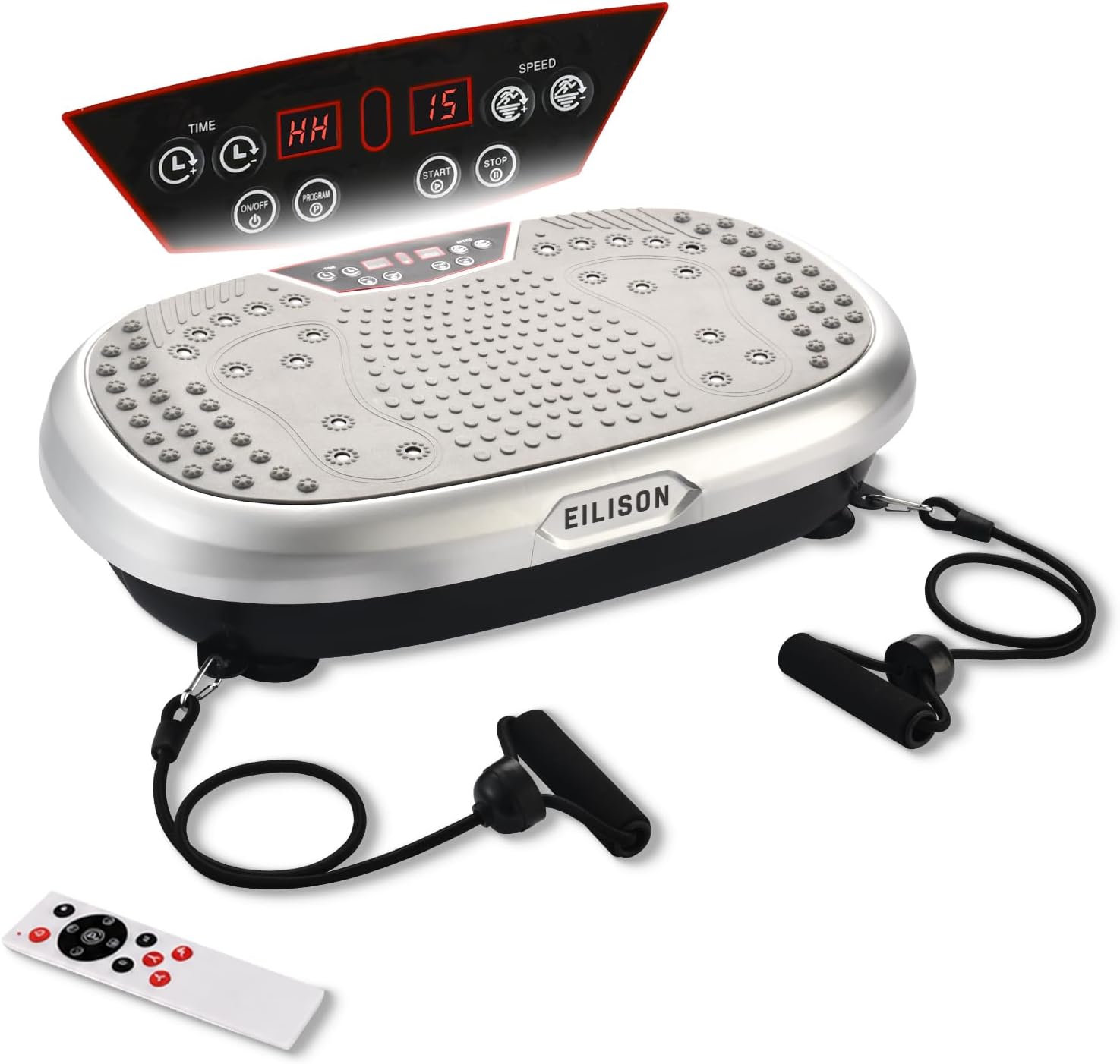 EILISON FitMaxx 3D XL Vibration Plate Exercise Machine - Whole Body Workout Vibration Platform w/Loop Bands - Lymphatic Drainage Machine for Weight Loss, Shaping, Recovery