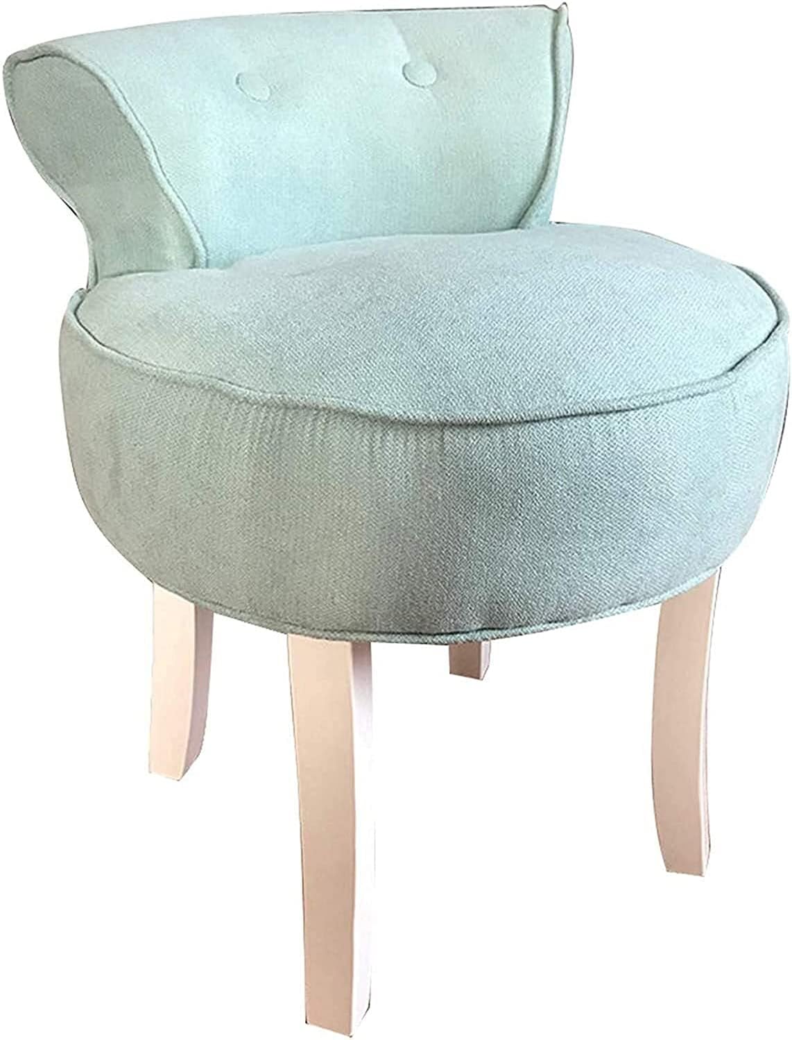 vanity stool makeup bench Vanity Benches Chair Padded Lounge Makeup Stool Fan Back Dressing Chair Piano Stool Cushioned Stool With Solid Wood Legs, Sitting 44cm / 17.32 Inch ( Color : Blue 1 )
