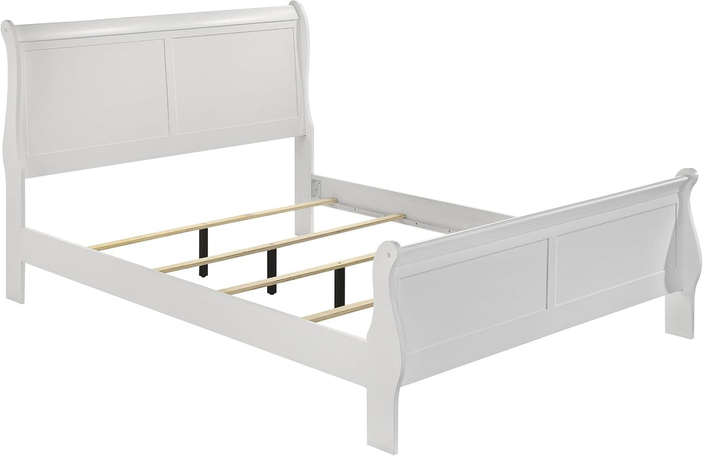 Coaster Home Furnishings Louis Philippe Traditional 4-Piece Bedroom Set Eastern King Size Sleigh Bed Frame 47-inch Headboard White 202441KE-S4
