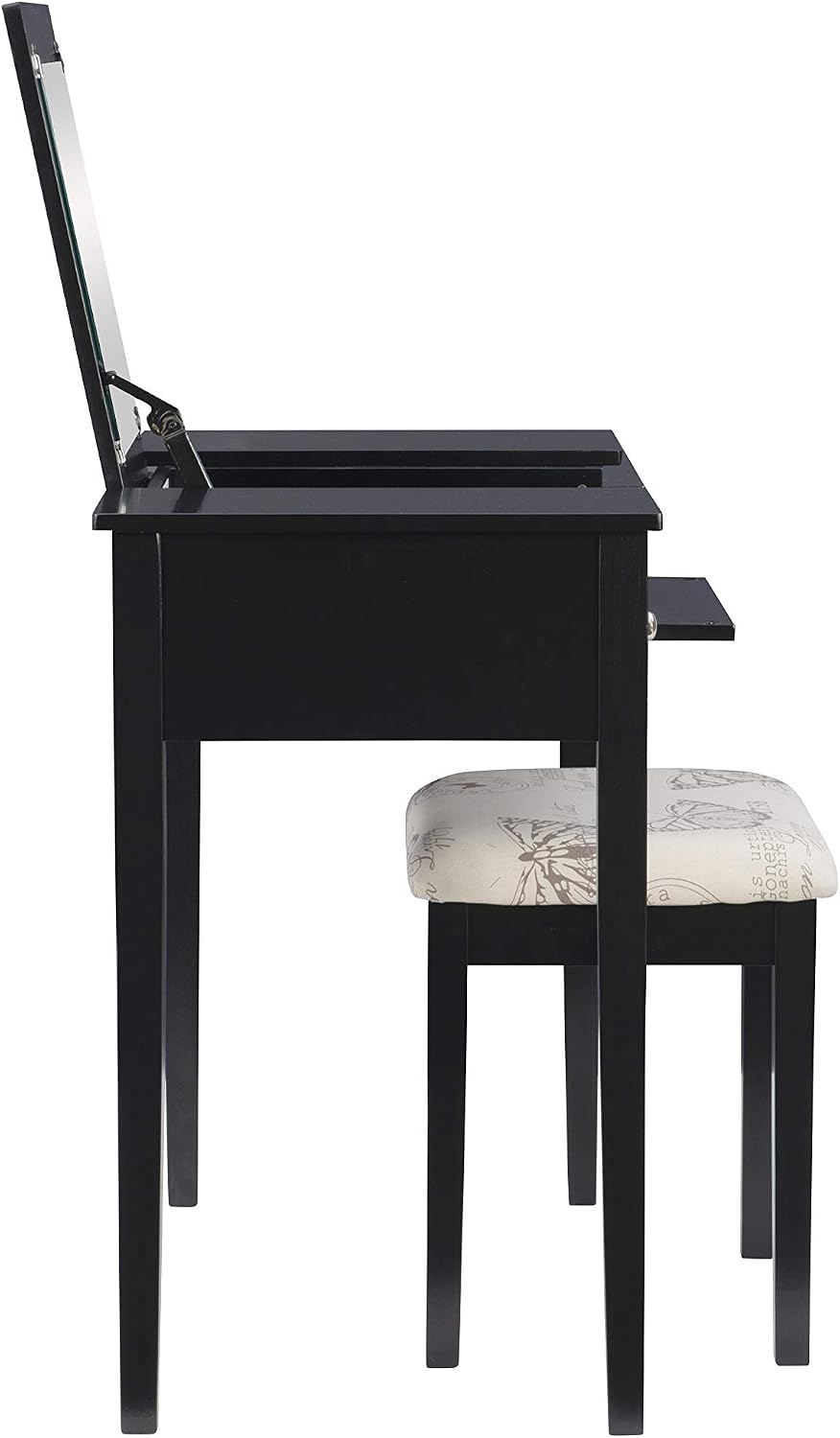 Linon Home Dcor Linon Black Butterfly Stool Vanity Set with Bench, 36'w x 18'd x 30'h,