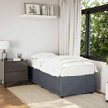 Dark Gray Velvet Twin Bed Frame with Plywood and Engineered Wood Construction, Modern Upholstered Platform for Minimalist Bedrooms, Strong Support and Ample Airflow Design