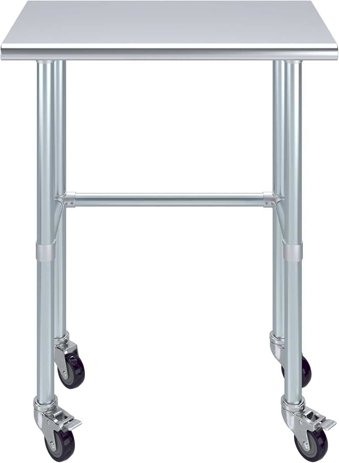 AmGood Stainless Steel Work Table Open Base & Wheels | Work Station | Metal Work Bench (Stainless Steel Work Table Open Base + Casters, 30' Long x 18' Deep)