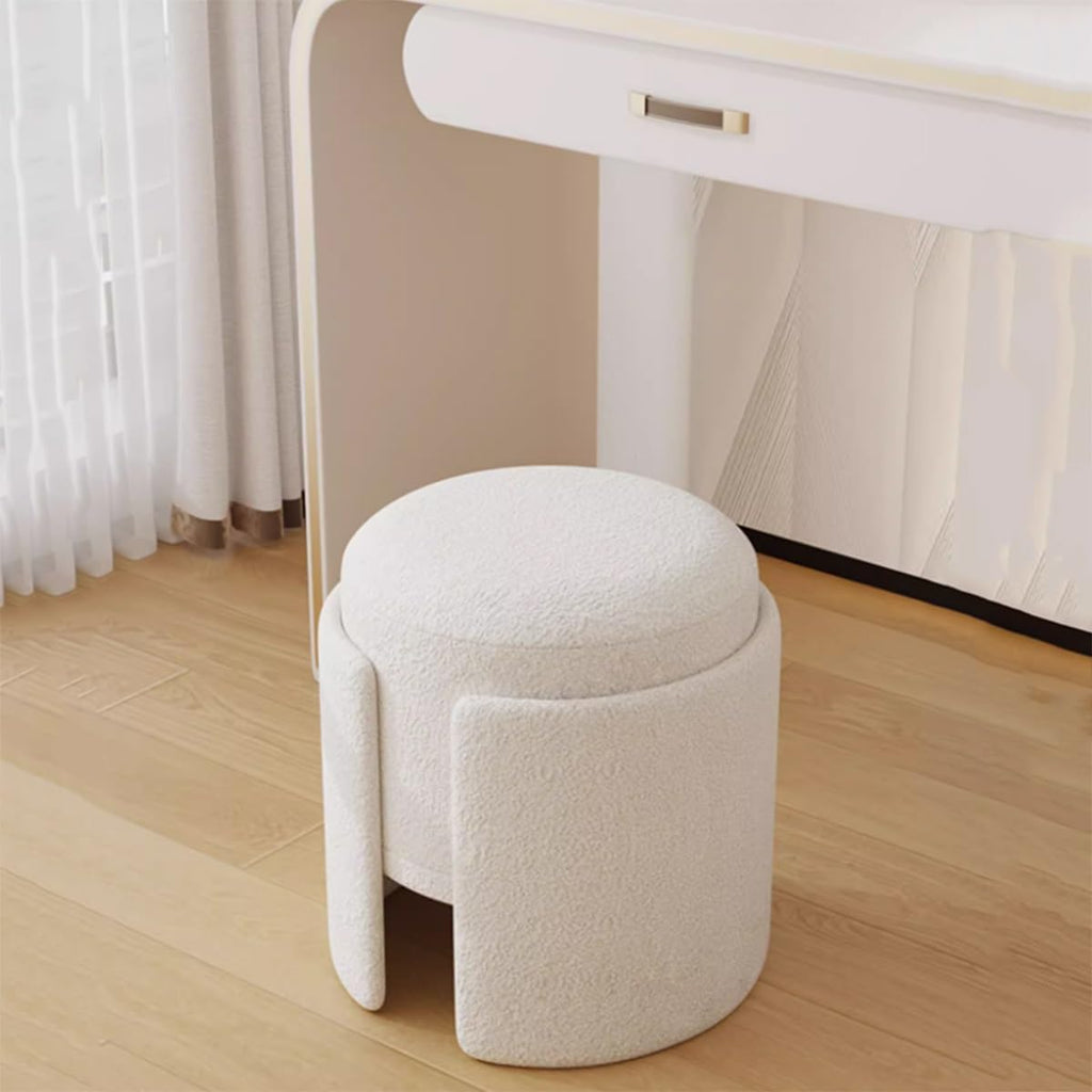 Modern Upholstered Ottoman Soft Dressing Foot Stool Comfortable Vanity Stool End Table Pouf Under Desk for Makeup Room, Living Room, Bedroom, Entrance(Green)