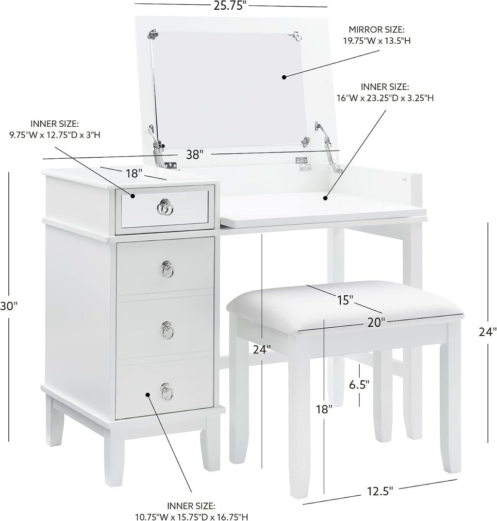 Linon Vanity Set, White