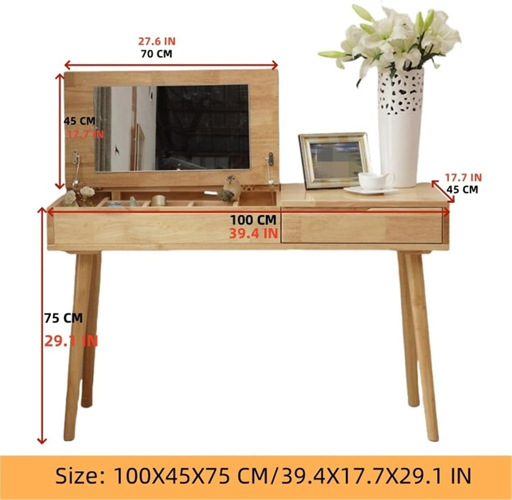 Dressing Table with Large Drawer Stylish Corner Vanity Desk with Mirror Flip up Modern Dressing Table with Jewelry Storage Cabinet for Bedroom Writing Desk,for Bedroom