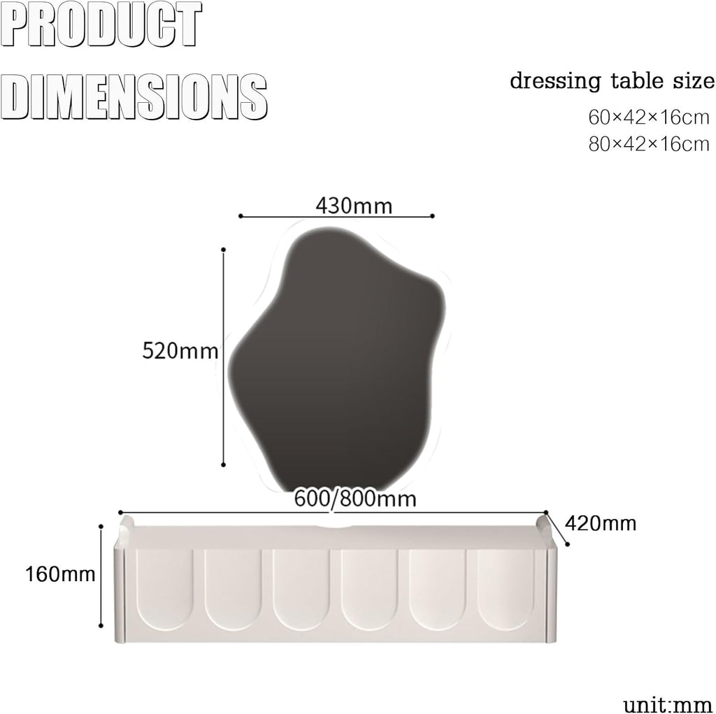 Floating Vanity Makeup Table, Simple Vanity Desk, with Drawers, Wall Mounted Makeup Vanity, Floating Desk, Simple Floating Corner Desk, Dressing Table for Small Spaces(White,80cm)