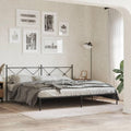 Black Powder-Coated Steel Double Bed Frame with Headboard, Sturdy Metal Platform Bed Base, Modern Design for Bedroom, Easy Assembly and Durable Construction