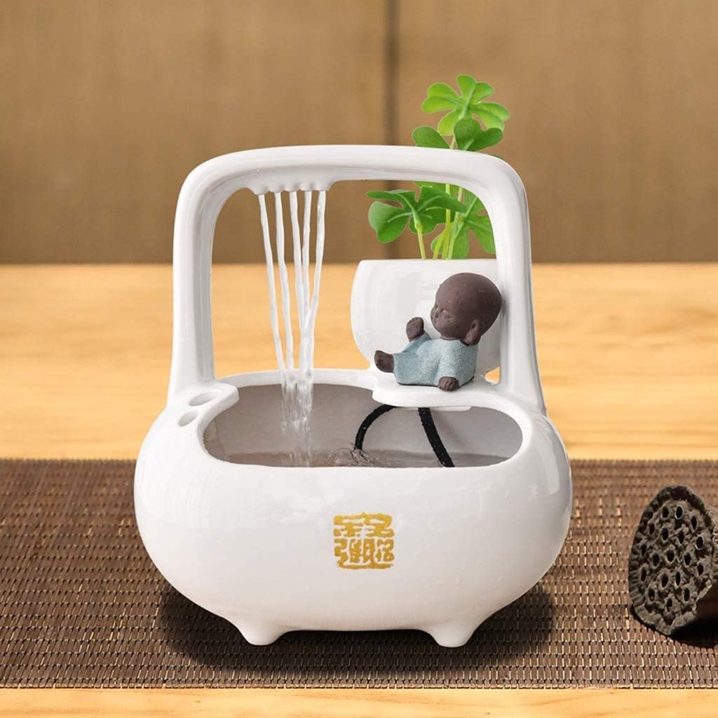 Small Indoor Water Fountain Water Features Outdoor Tabletop Fountain Ceramic Indoor Tabletop Fountain Home Office Zen Decoration Fountain Electric Pump
