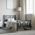 Metal Bed Frame Queen/Twin Size Platform Steel Frame Black 39.4'x78.7' with Footboard Underbed Storage Space for Bedroom Furniture