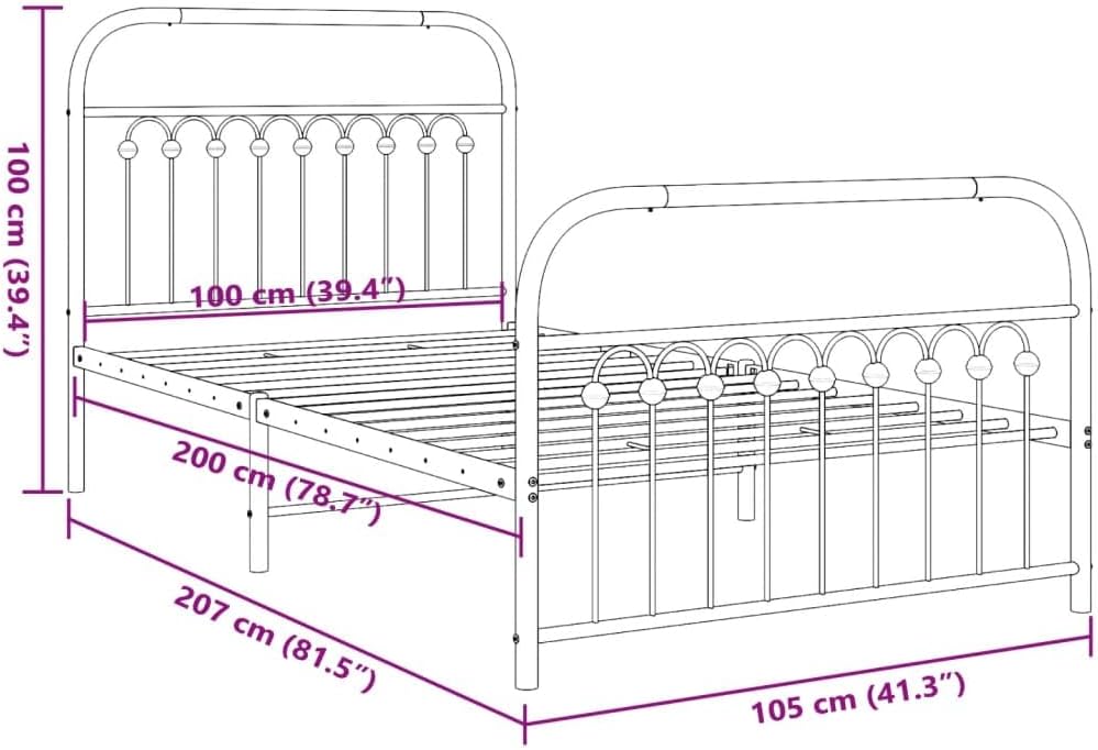 Steel Bed Frame with Footboard White Queen/Twin Size Platform Bed Frame Metal Slats Underbed Storage for Bedroom Furniture
