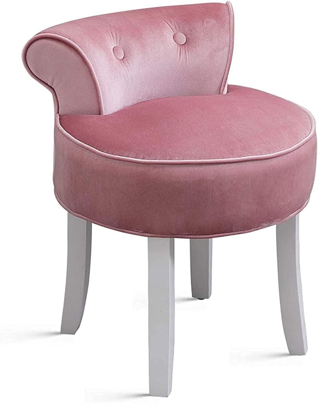 vanity stool makeup bench Vanity Benches Chair Padded Lounge Makeup Stool Fan Back Dressing Chair Piano Stool Cushioned Stool With Solid Wood Legs, Sitting 44cm / 17.32 Inch ( Color : Pink )