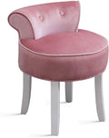 vanity stool makeup bench Vanity Benches Chair Padded Lounge Makeup Stool Fan Back Dressing Chair Piano Stool Cushioned Stool With Solid Wood Legs, Sitting 44cm / 17.32 Inch ( Color : Pink )