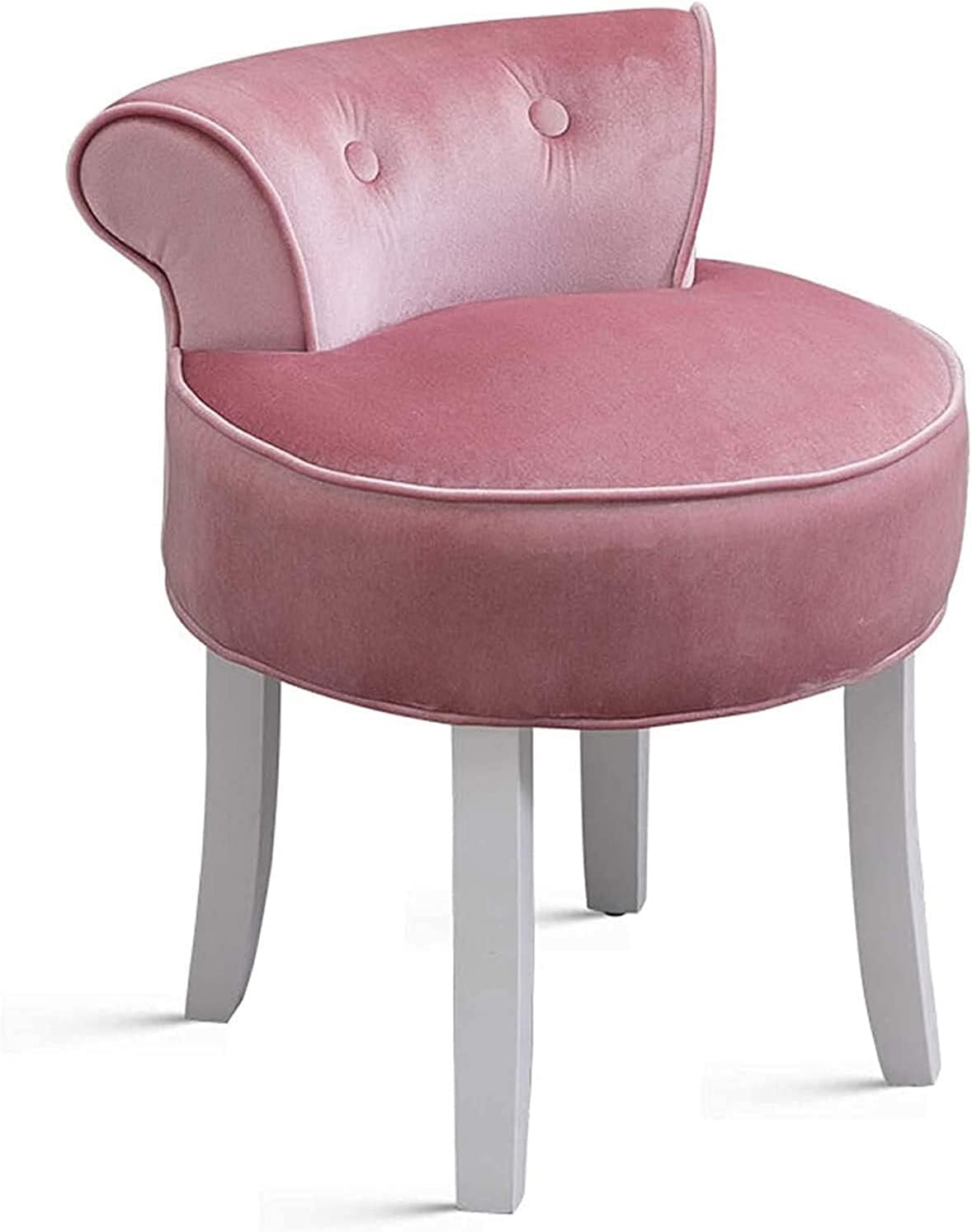 vanity stool makeup bench Vanity Benches Chair Padded Lounge Makeup Stool Fan Back Dressing Chair Piano Stool Cushioned Stool With Solid Wood Legs, Sitting 44cm / 17.32 Inch ( Color : Pink )