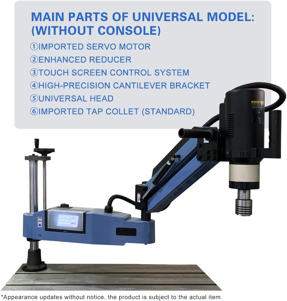 US Stock M3-M16 Electric Tapping Machine Tapper Tapping Arm Universal 360 Degree 9PCS ANSI Collets Included