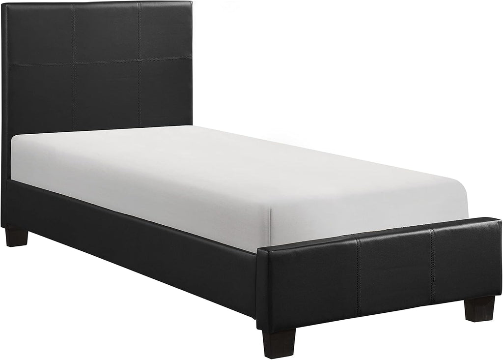 Lexicon Twin Bed Frames with Headboard, Platform Bed, Modern Bed Frame, Faux Leather Upholstered Bed Frame Twin, No Box Spring Required, Easy Assembly, Twin, Black