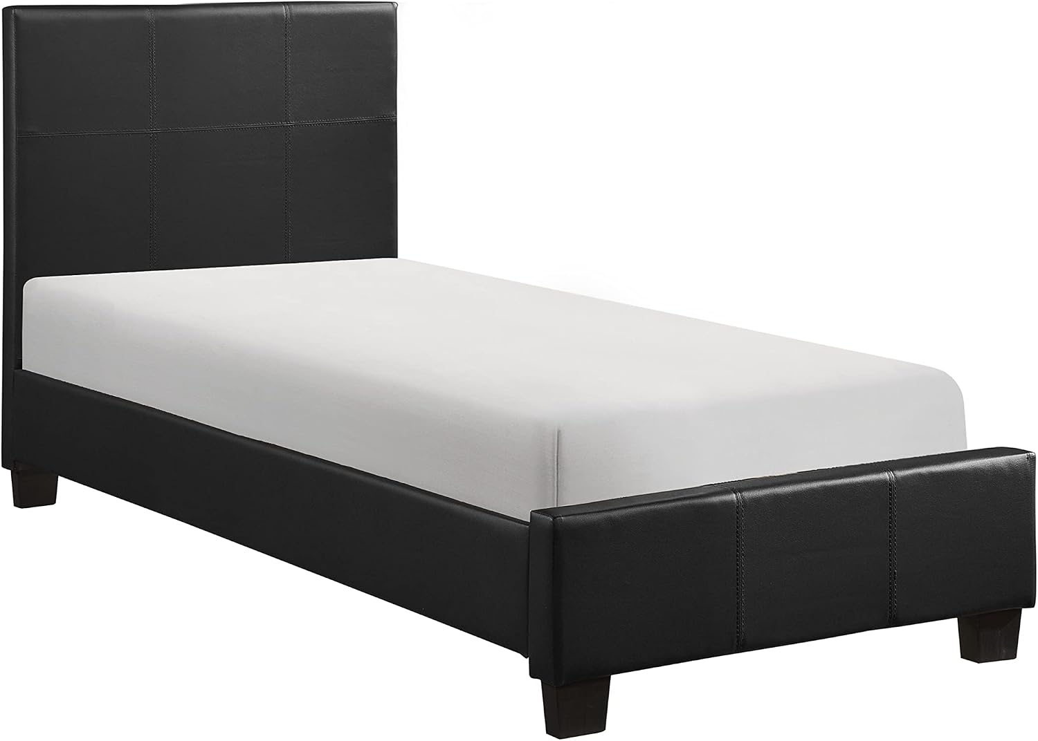 Lexicon Twin Bed Frames with Headboard, Platform Bed, Modern Bed Frame, Faux Leather Upholstered Bed Frame Twin, No Box Spring Required, Easy Assembly, Twin, Black