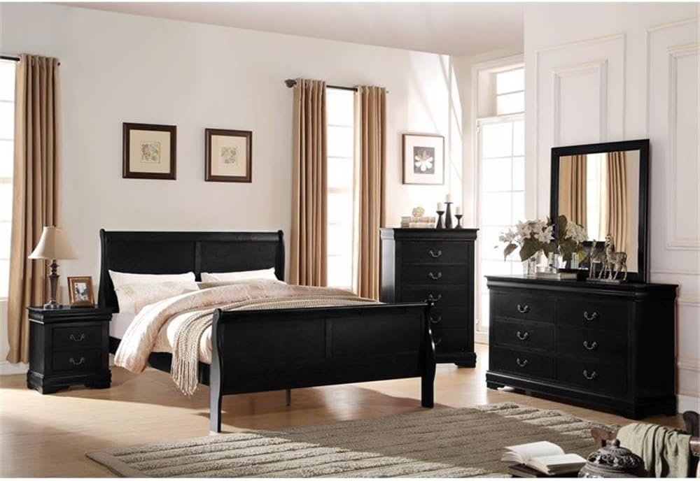 Acme Louis Philippe Eastern King Bed in Black