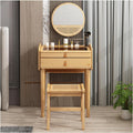 Japanese Vanity Desk, Dressing Table with Stool, Creative Dressing Mirror, Glass Countertop, Vanities & Vanity Benches, Sunken Storage Area