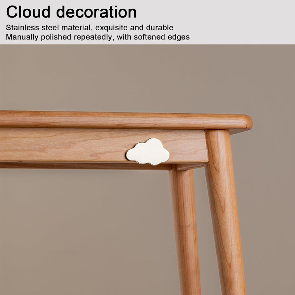 Solid Wood Vanity Chair with Rounded Corners and Large Tabletop Multifunctional Stool with Cloud Decoration Mortise and Tenon Structure,Beige,One Size