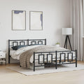 Metal Bed Frame Queen Platform with Footboard Black 59.1'x78.7' Heavy Duty Steel Construction Underbed Storage Space Bedframe for Bedroom Furniture
