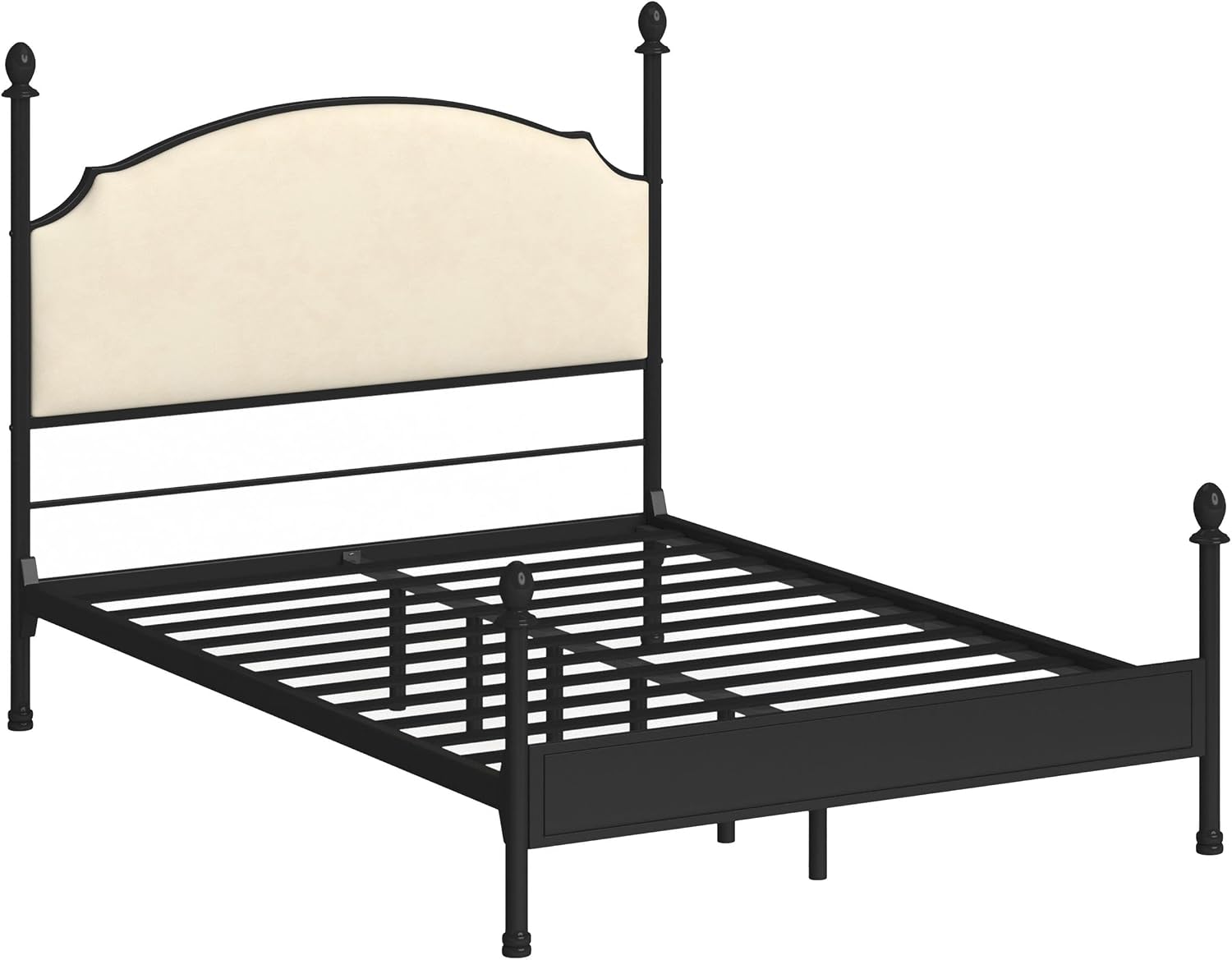 Furniture of America Freila Metal King Poster Panel Bed in Silver Gun Metal